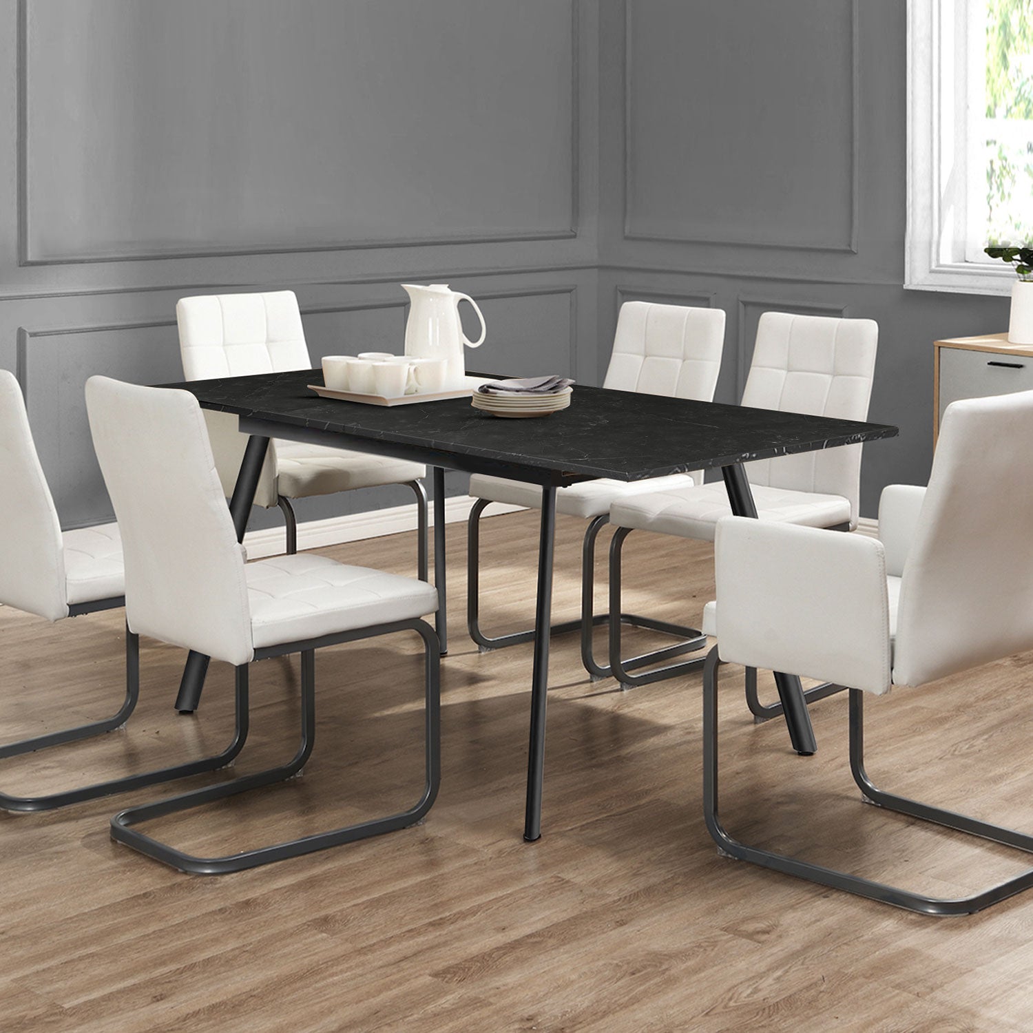 Esstisch MARA – Ausziehbarer Tisch mit Keramik-Tischplatte & Metallgestell | B&D home