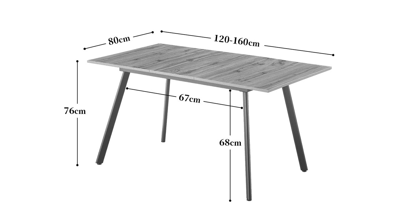 Maßbild für B-Ware Ausziehtisch MARA, Marmor Schwarz | praktisch & modern | B&D home