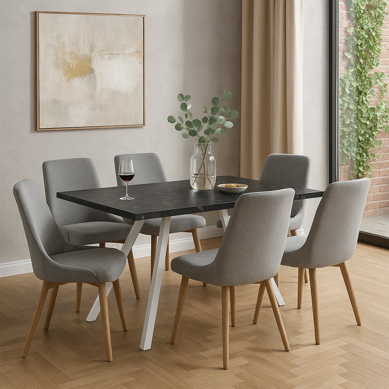 B-Ware Esstisch SVEN, Marmor-Schwarz | praktisch & modern | B&D home