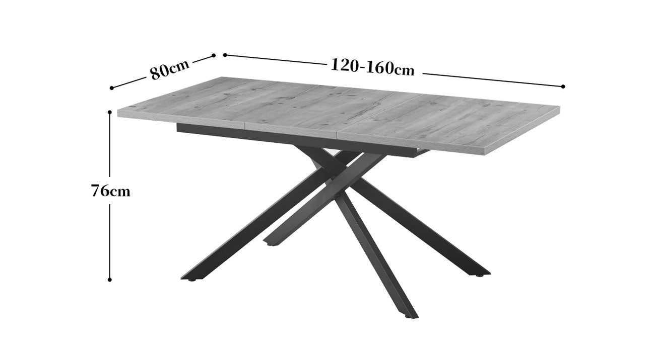 Maßbild für Ausziehtisch LARS | praktisch & modern | B&D home