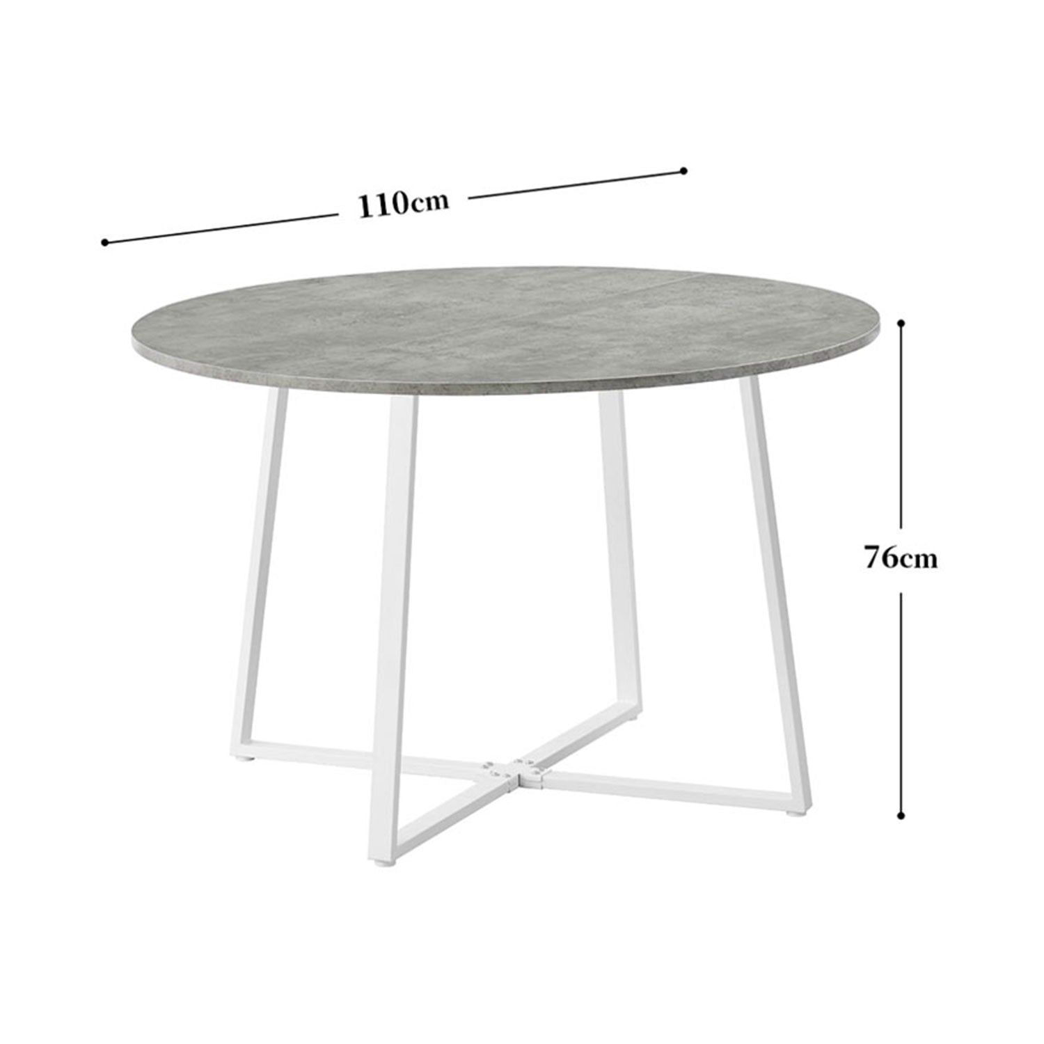 Maßbild für Esstisch NOA, rund, 110x110cm | praktisch & modern | B&D home