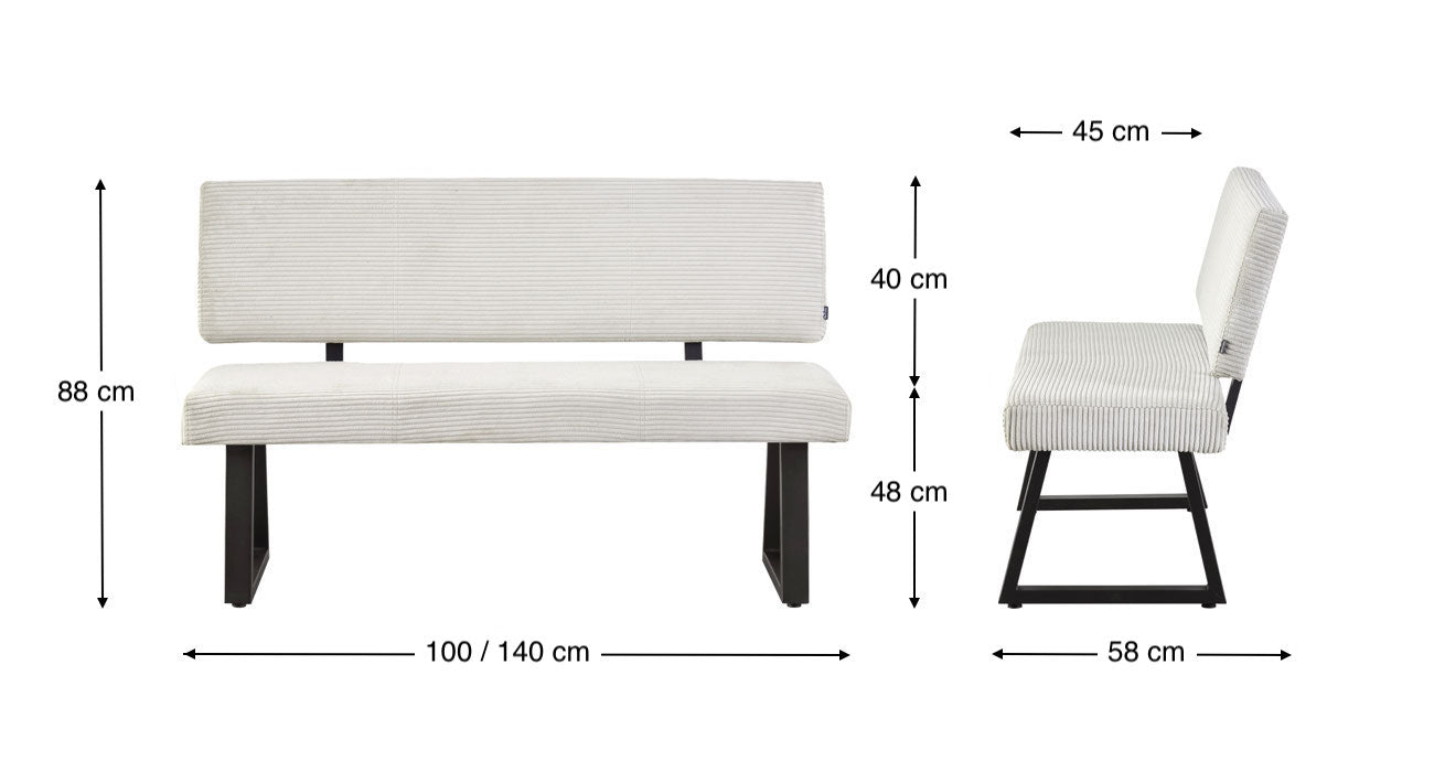 Sitzbank SIGFRID – Esszimmerbank mit Rückenlehne & Metallgestell | B&D home