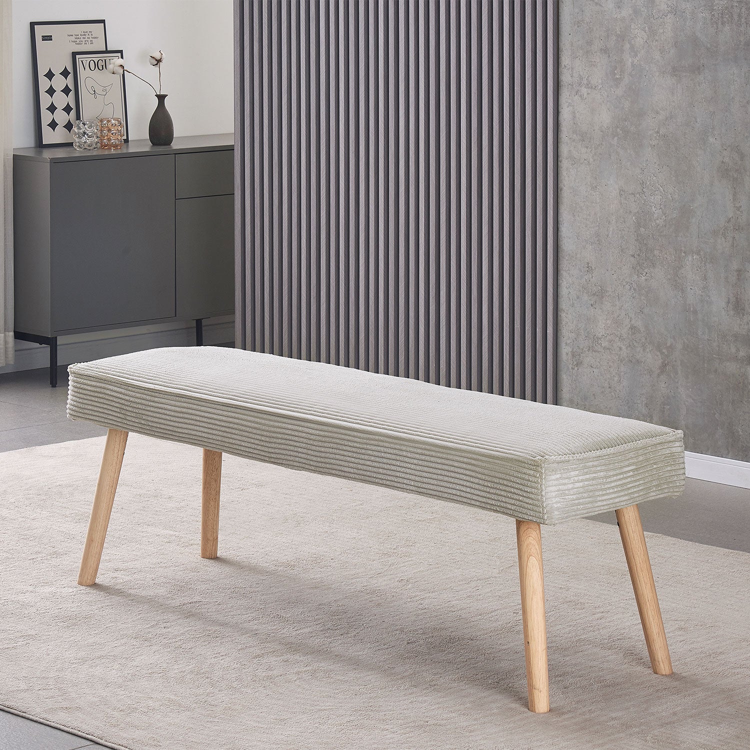 Sitzbank EMIL – Polsterbank aus Cordstoff mit Holzbeinen | B&D home