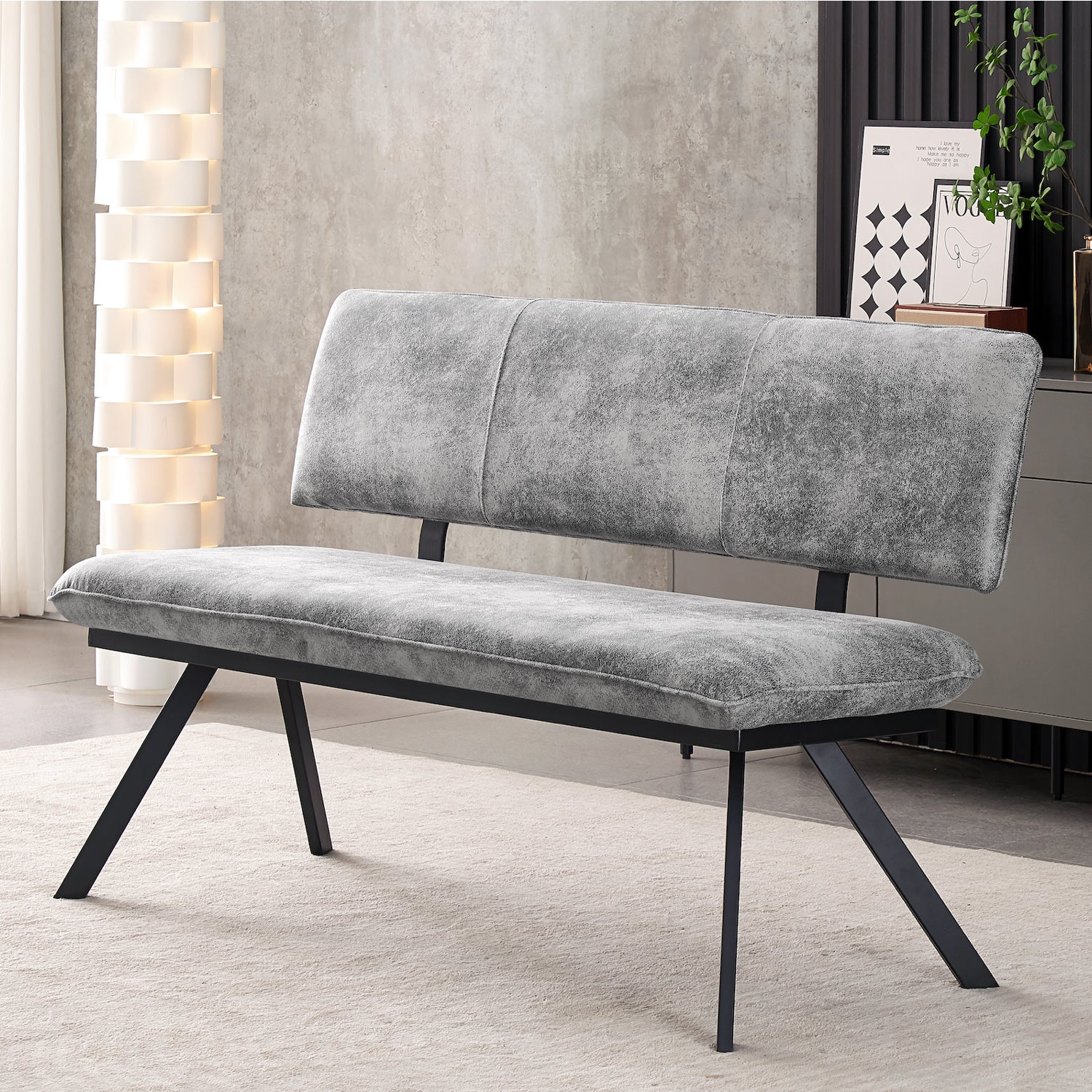 Sitzbank JUNA – Polsterbank mit Rückenlehne & Metallgestell | B&D home