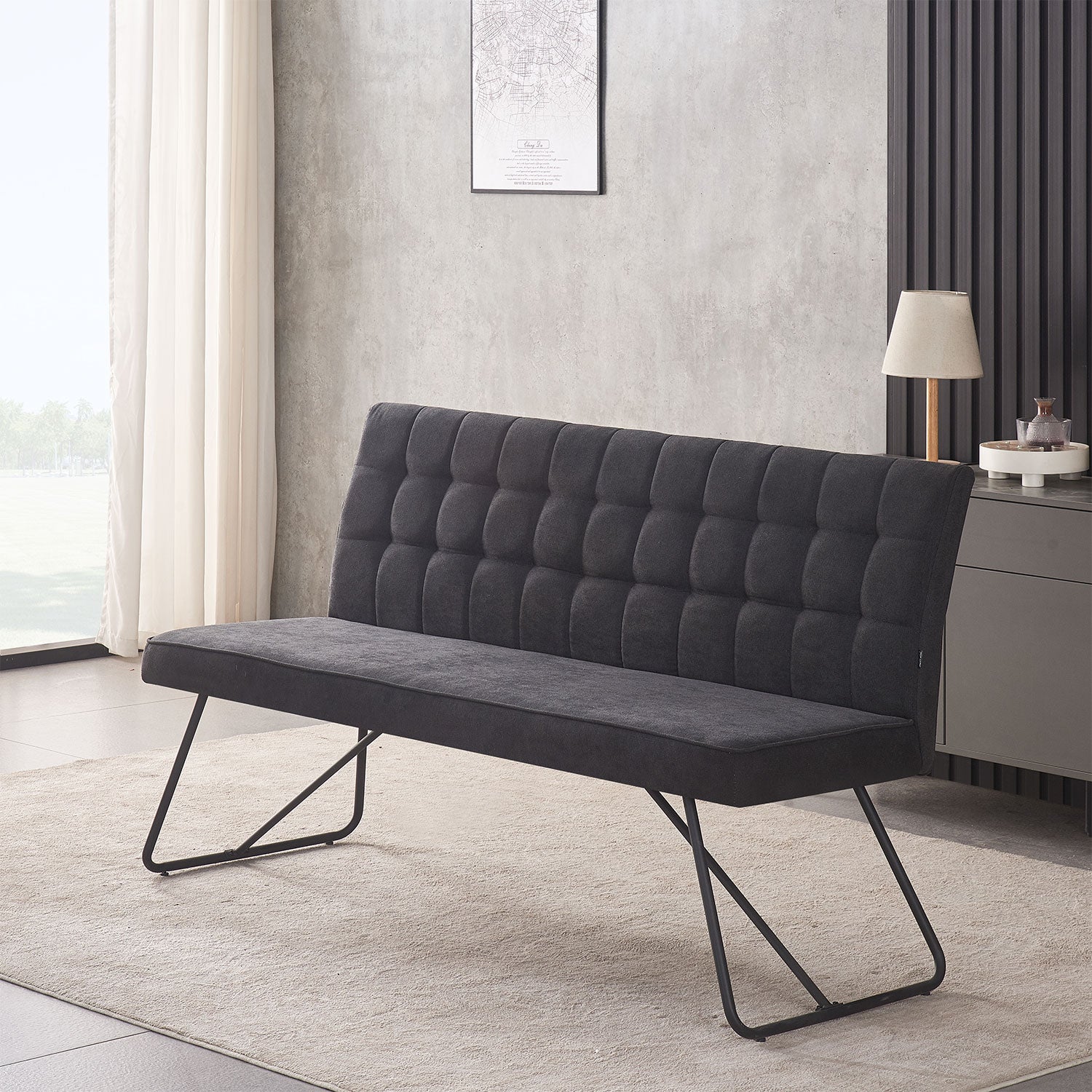 Sitzbank LINA – Polsterbank mit Rückenlehne & Metallgestell | B&D home