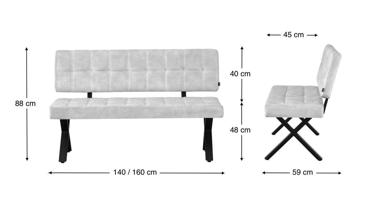 Maßbild für B-Ware Sitzbank KAREN, Grau, 140cm