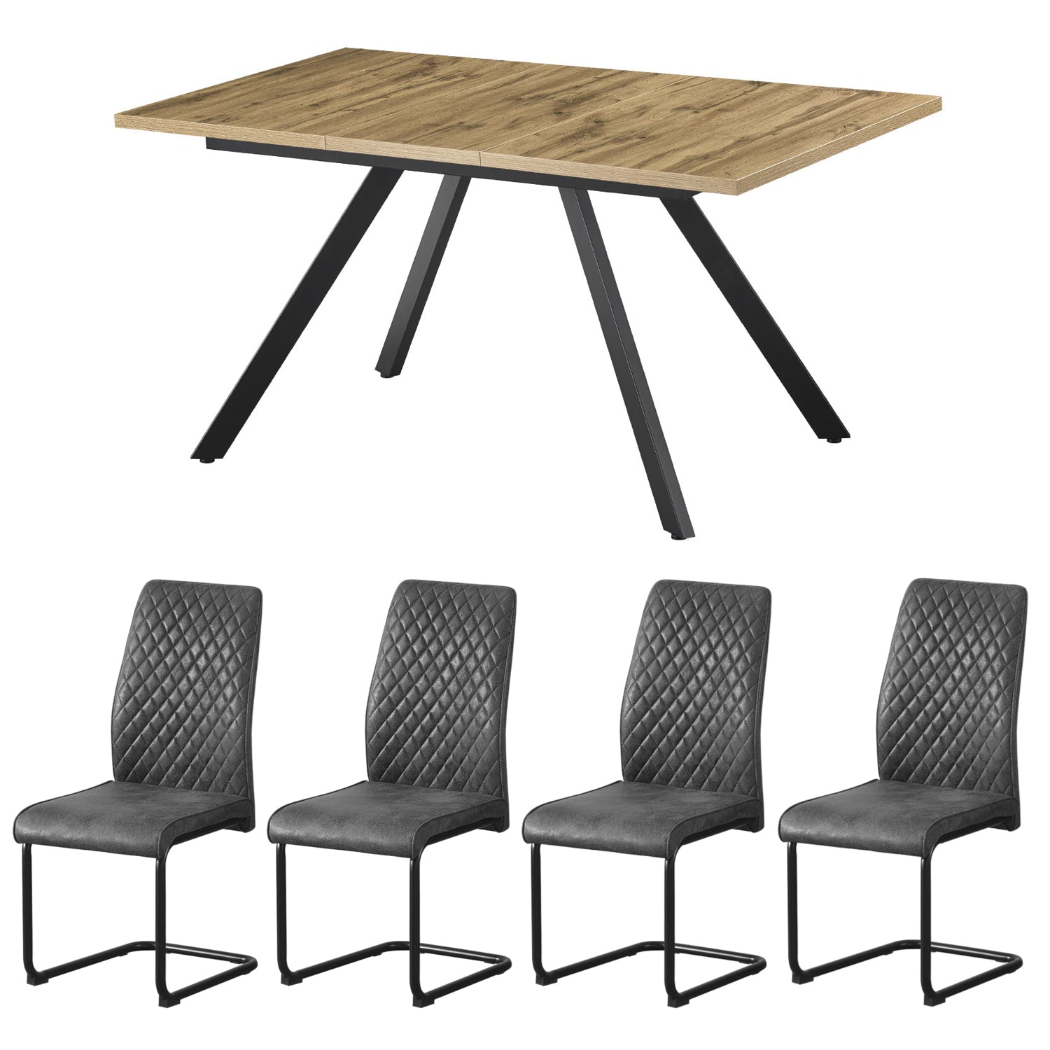 Essgruppe Silas – Moderner Esstisch mit 4 Stühlen in stilvollem Design | B&D home