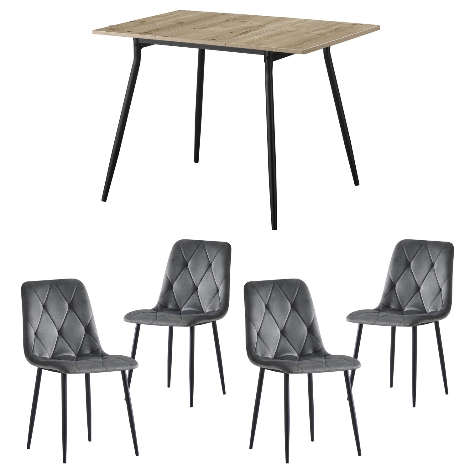 Essgruppe JONA – Moderner Esstisch mit 4 stilvollen Polsterstühlen | B&D home