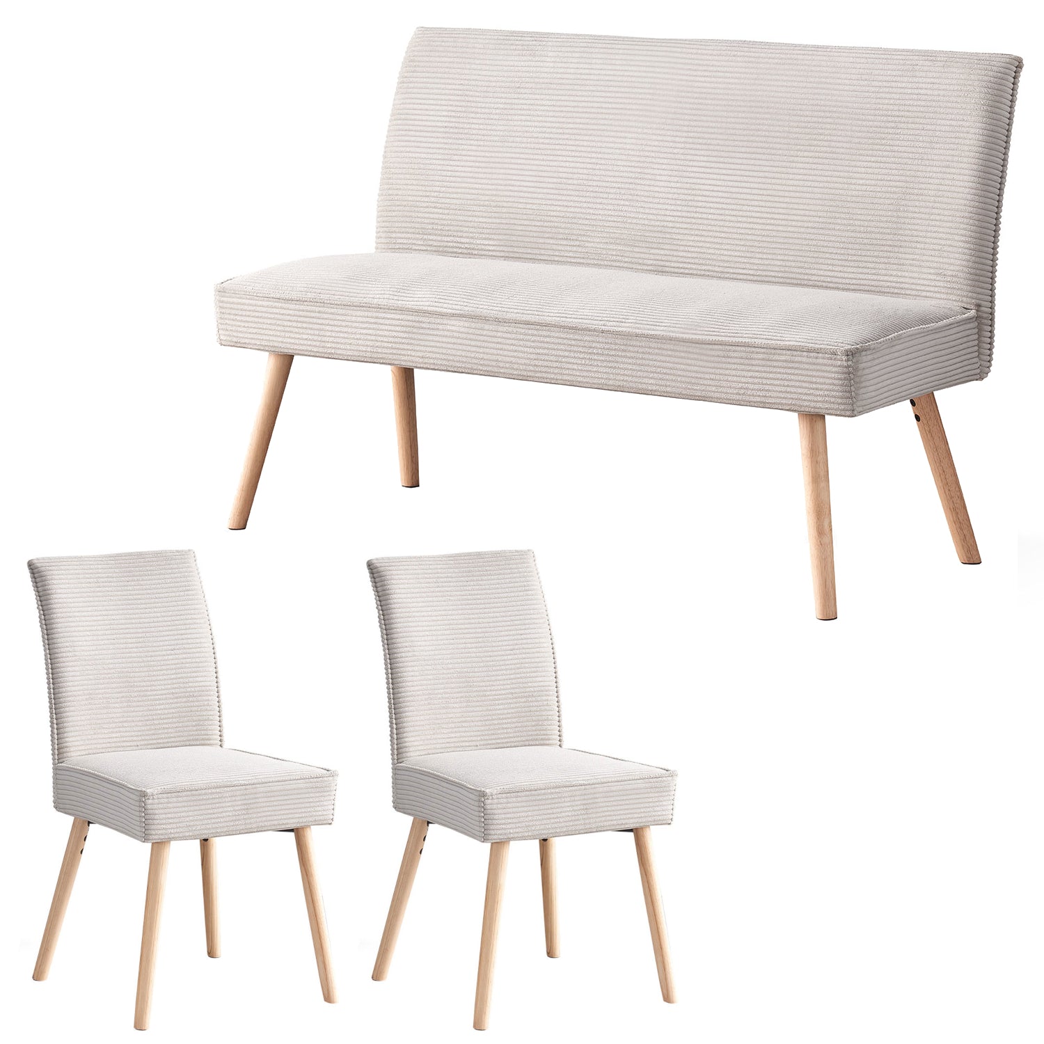 Sitzgruppe Paulo – Stilvolles Esszimmer-Set mit Sitzbank & 2 Polsterstühlen | B&D home