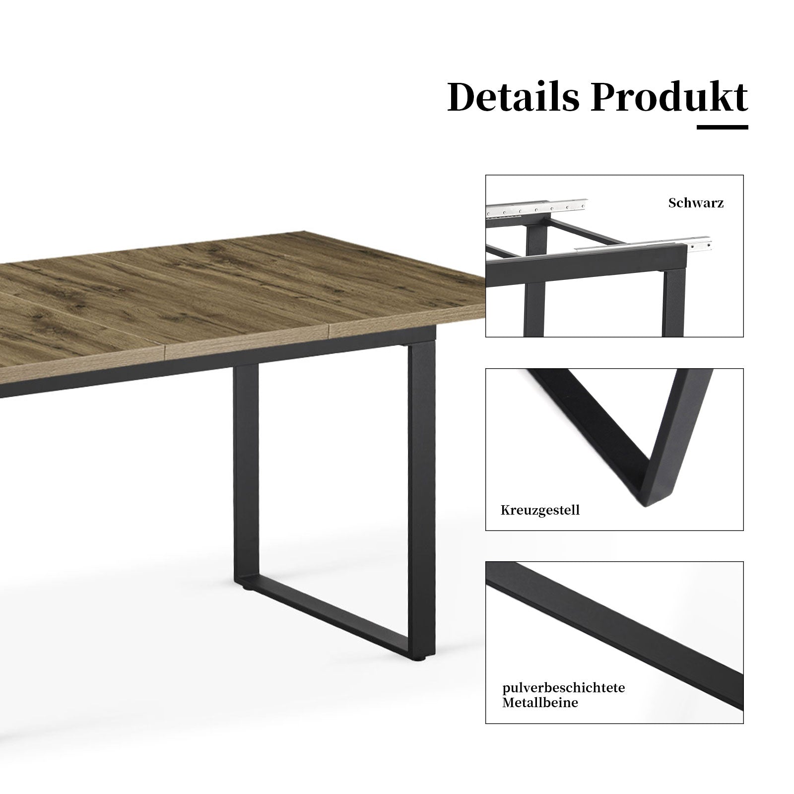 Maßbild für Ausziehtisch LEVIN | praktisch & modern | B&D home