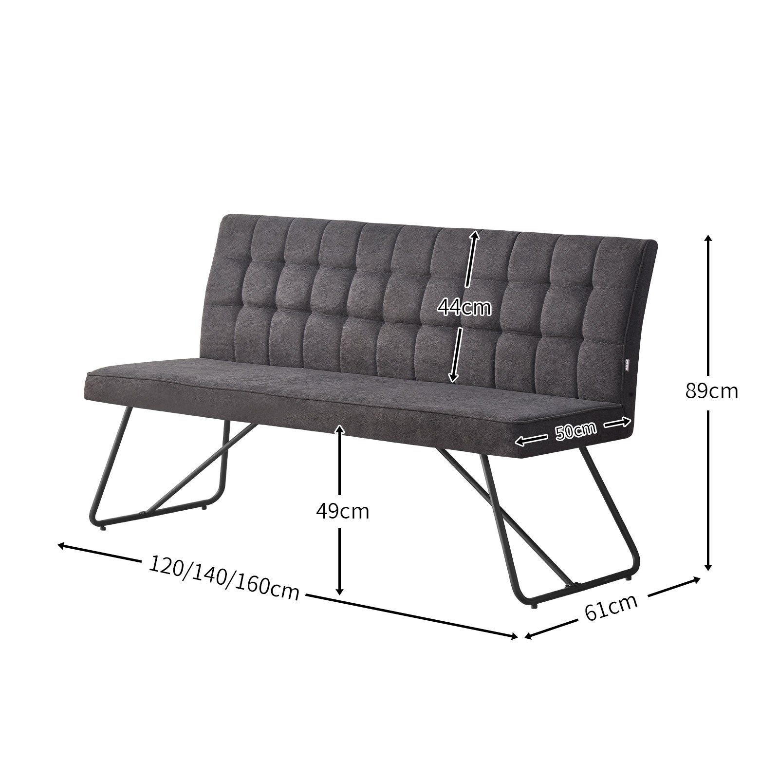 B-Ware Sitzbank LINA, Anthrazit, 140 cm | praktisch & modern | B&D home