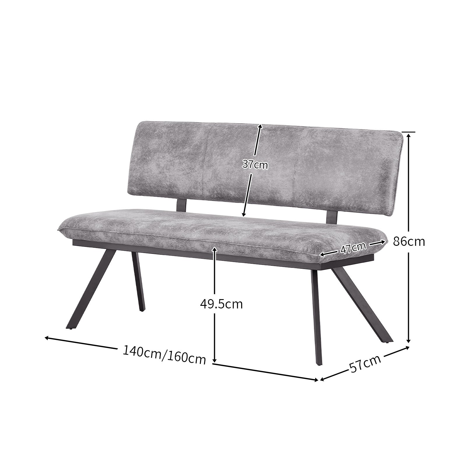 B-Ware Sitzbank JUNA, Grau, 160cm | praktisch & modern | B&D home