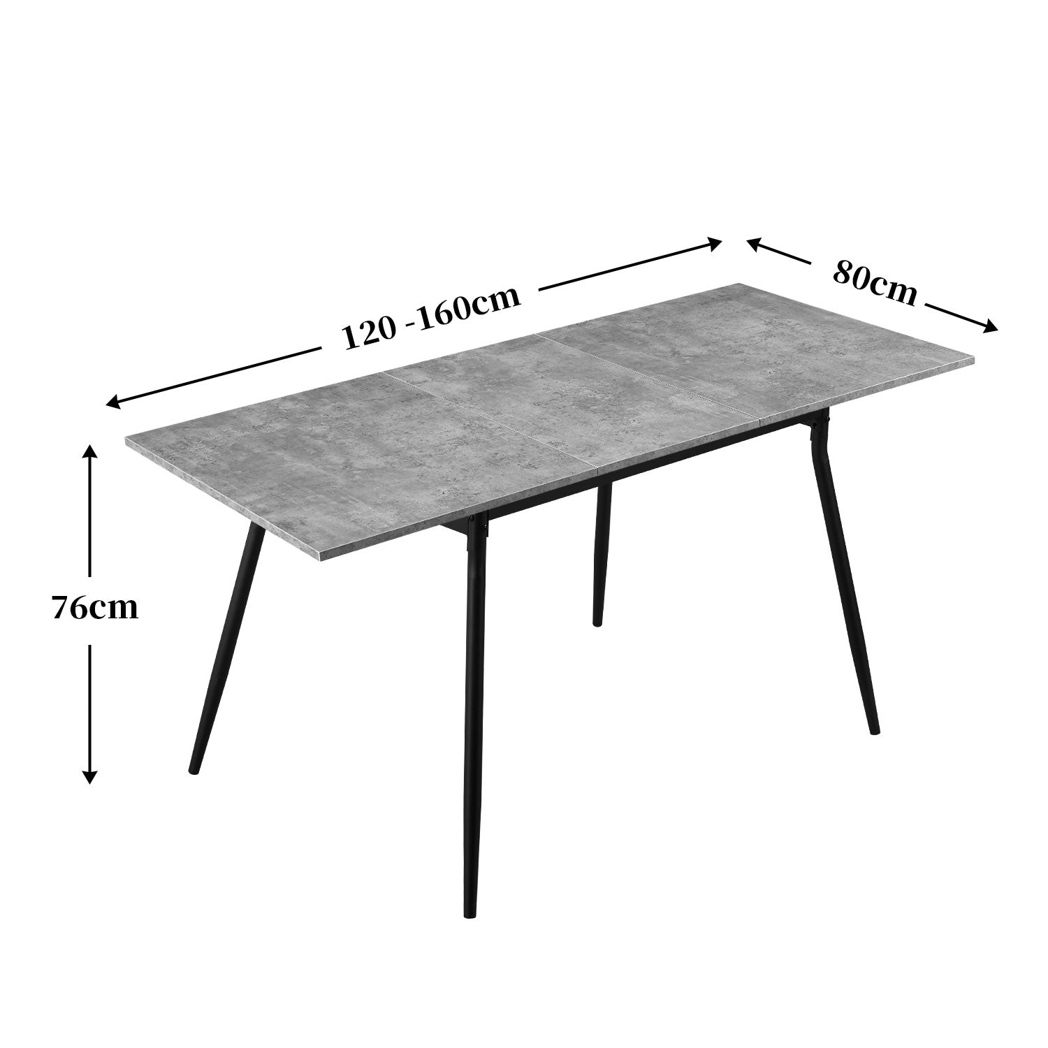 Maßbild für Esstisch LIO 120-160cm F-Gestell | praktisch & modern | B&D home