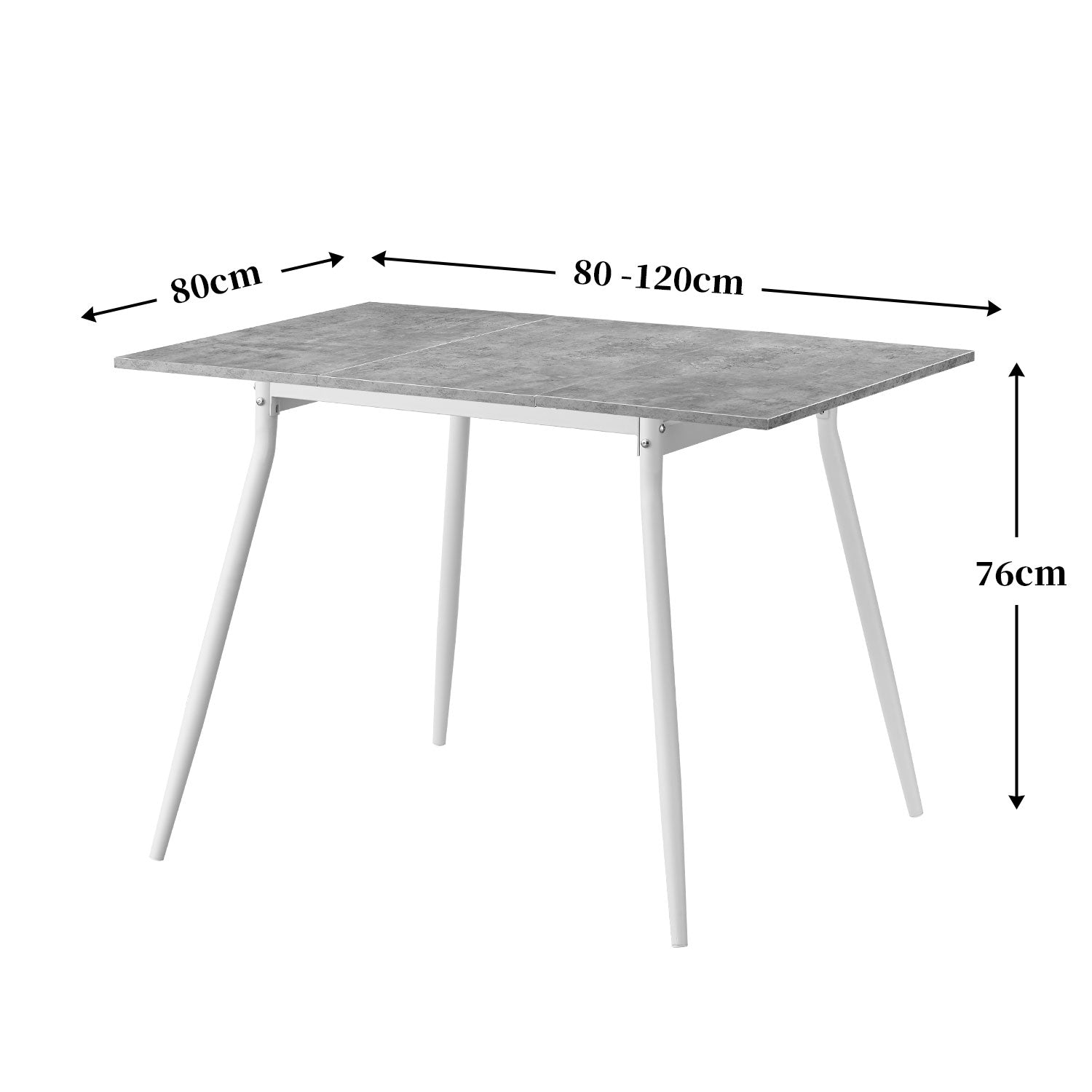 Maßbild für Esstisch JONTE 80-120cm F-Gestell | praktisch & modern | B&D home