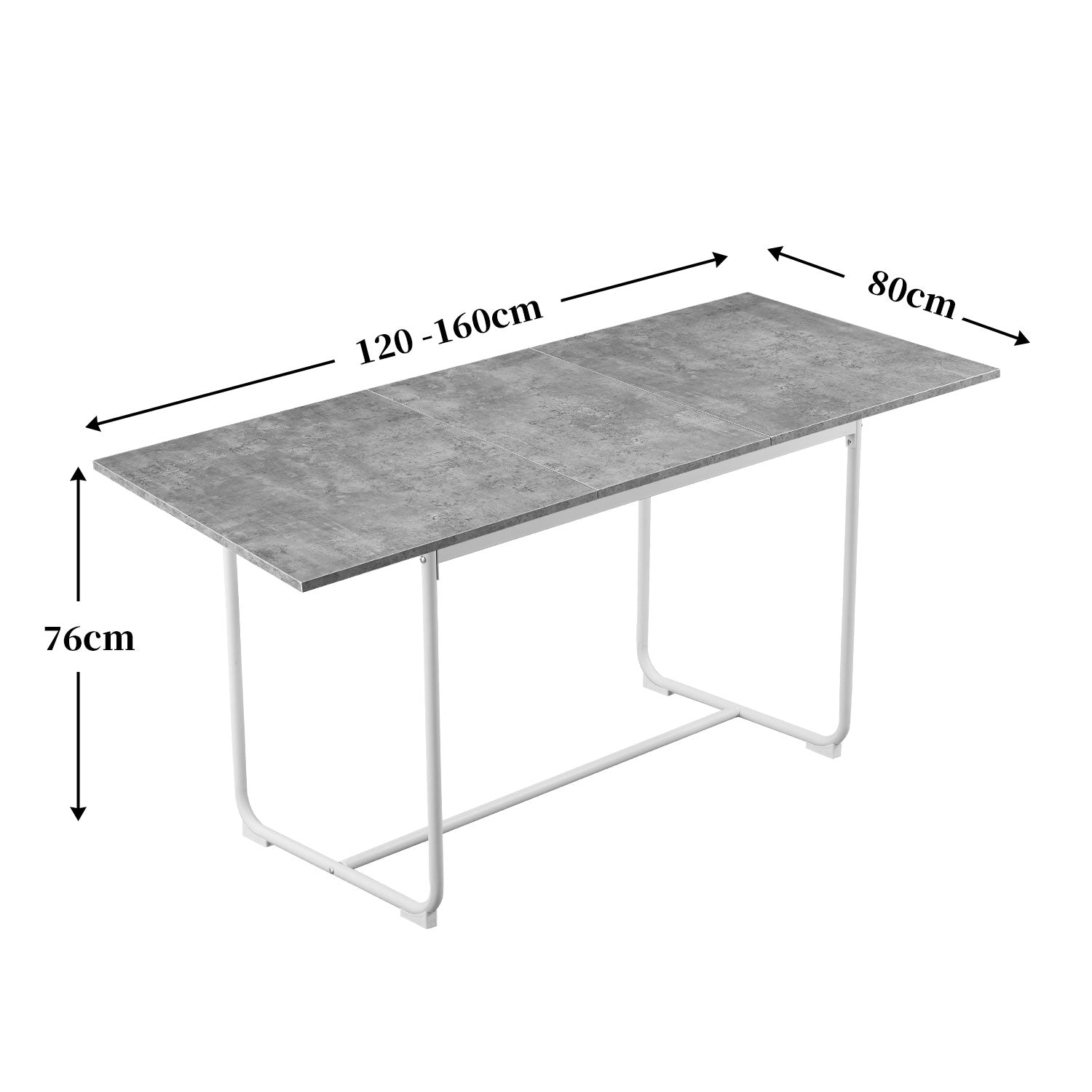 Maßbild für Esstisch PIUS 120-160cm U-Gestell | praktisch & modern | B&D home