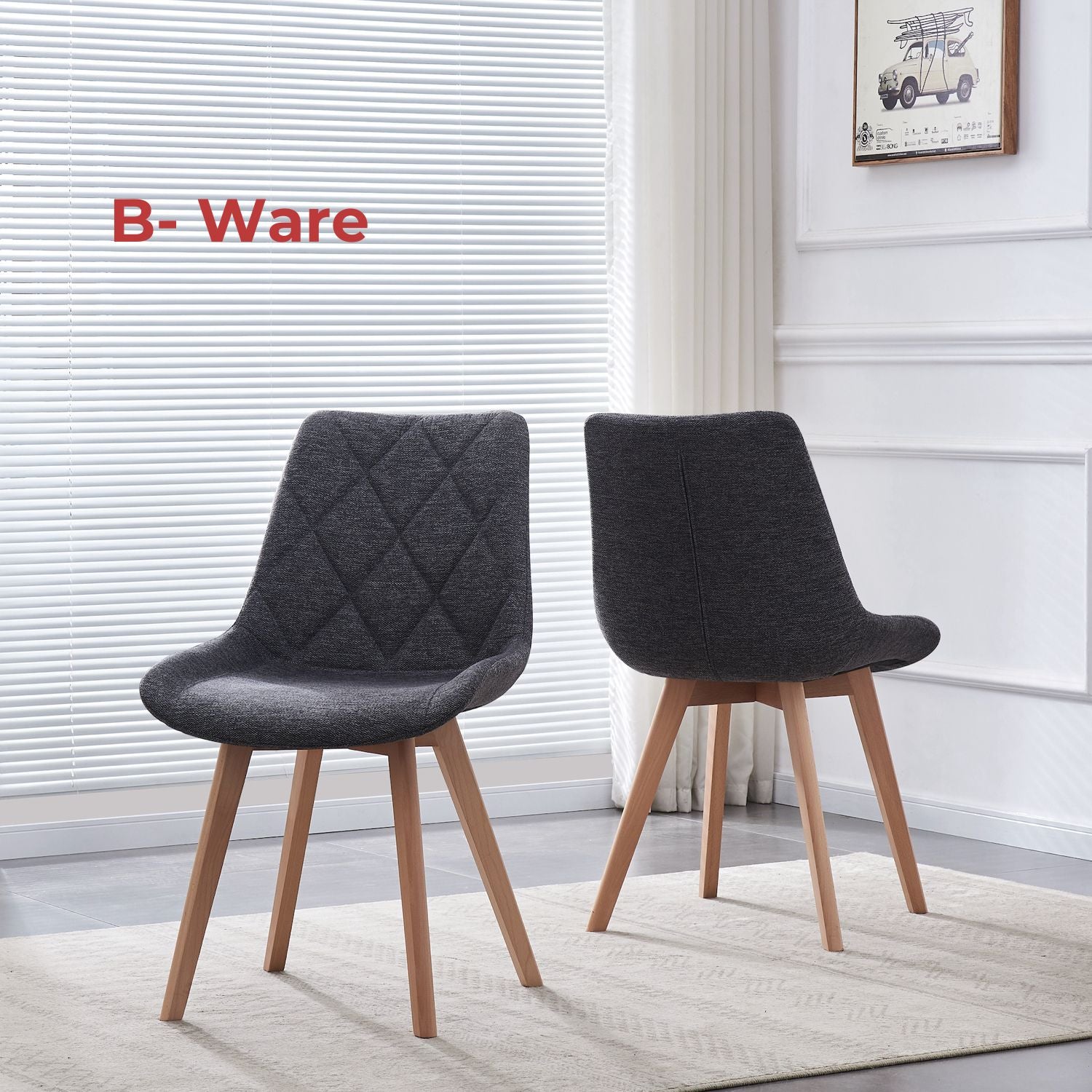 B - Ware Esszimmerstuhl TANIA, 2er Set, Anthrazit - B&D homeEsszimmerstuhl