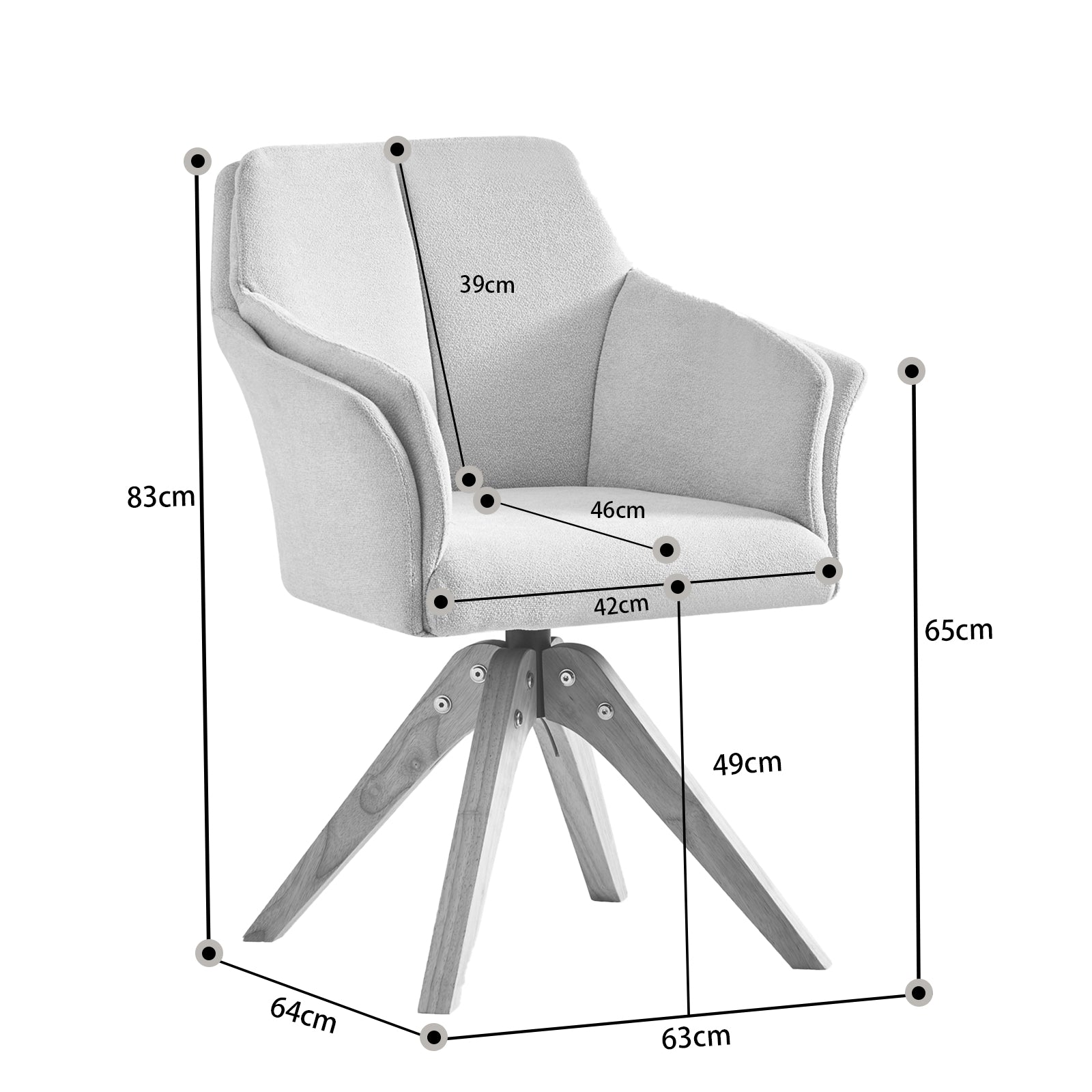 Maßbild für B-Ware Esszimmerstuhl DAISY, Grau | komfortabel & stilvoll | B&D home