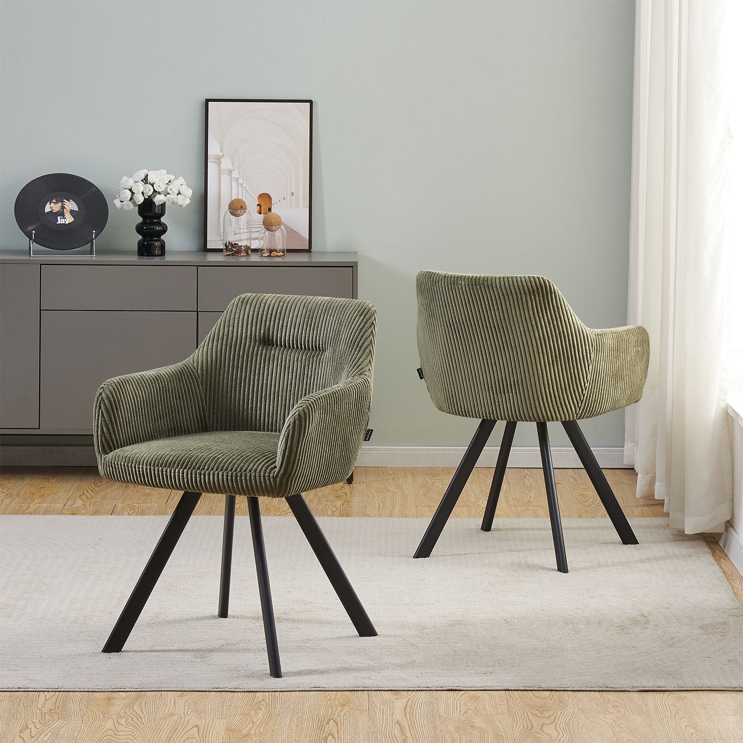 B-Ware Esszimmerstuhl CYRUS, 2er Set, Grün | komfortabel & stilvoll | B&D home