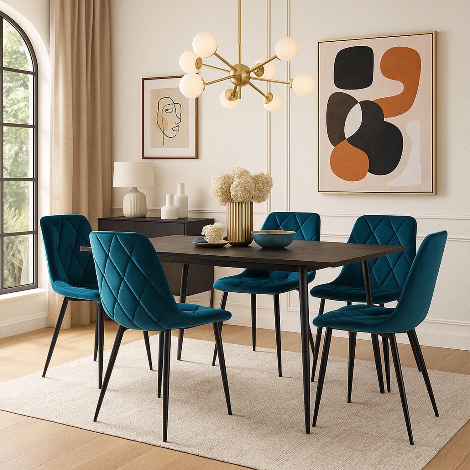 Esszimmerstühle 2er Set /4er Set VICKA – Polsterstuhl mit Steppung & Metallgestell | B&D home
