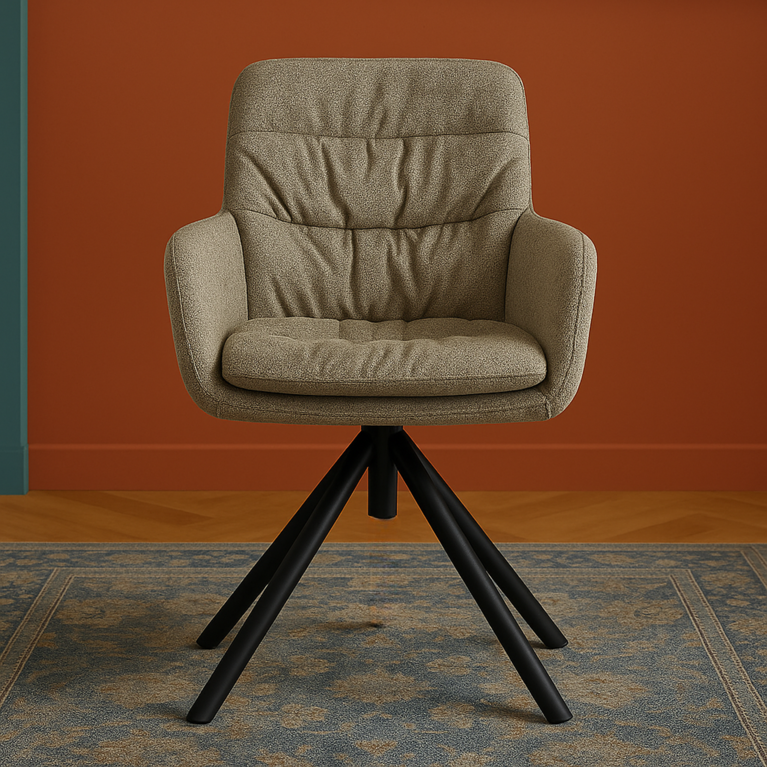 Esszimmerstuhl CAZAR – Drehbarer Polsterstuhl mit Armlehne & Metallgestell | B&D home