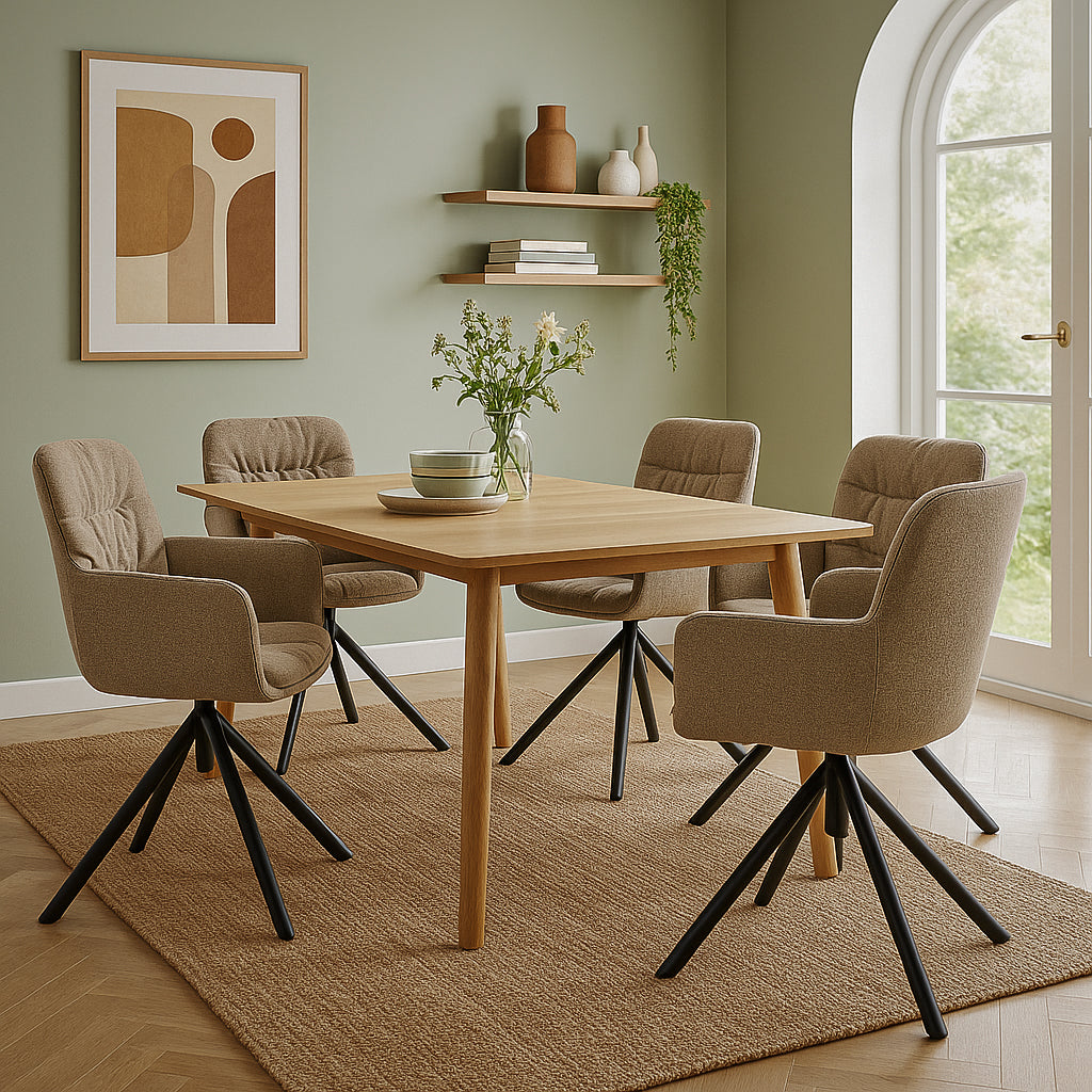 Esszimmerstuhl CAZAR – Drehbarer Polsterstuhl mit Armlehne & Metallgestell | B&D home