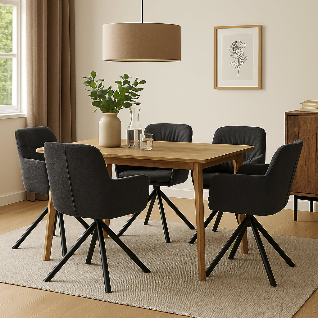 Esszimmerstuhl CAZAR – Drehbarer Polsterstuhl mit Armlehne & Metallgestell | B&D home