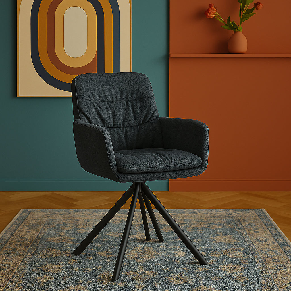 Esszimmerstuhl CAZAR – Drehbarer Polsterstuhl mit Armlehne & Metallgestell | B&D home