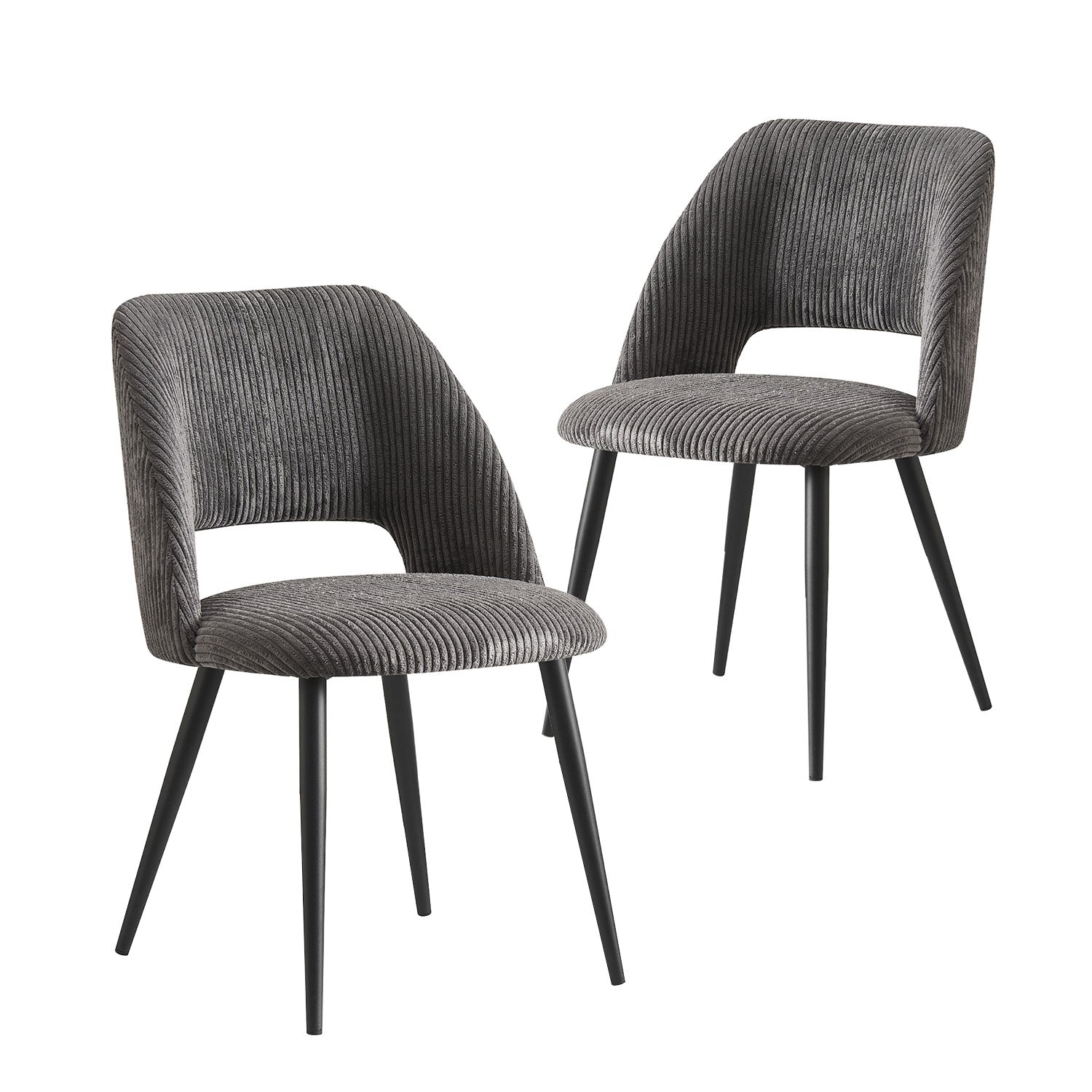 Esszimmerstühle 2er Set VICKY – Polsterstuhl aus Cordstoff mit Metallgestell | B&D home