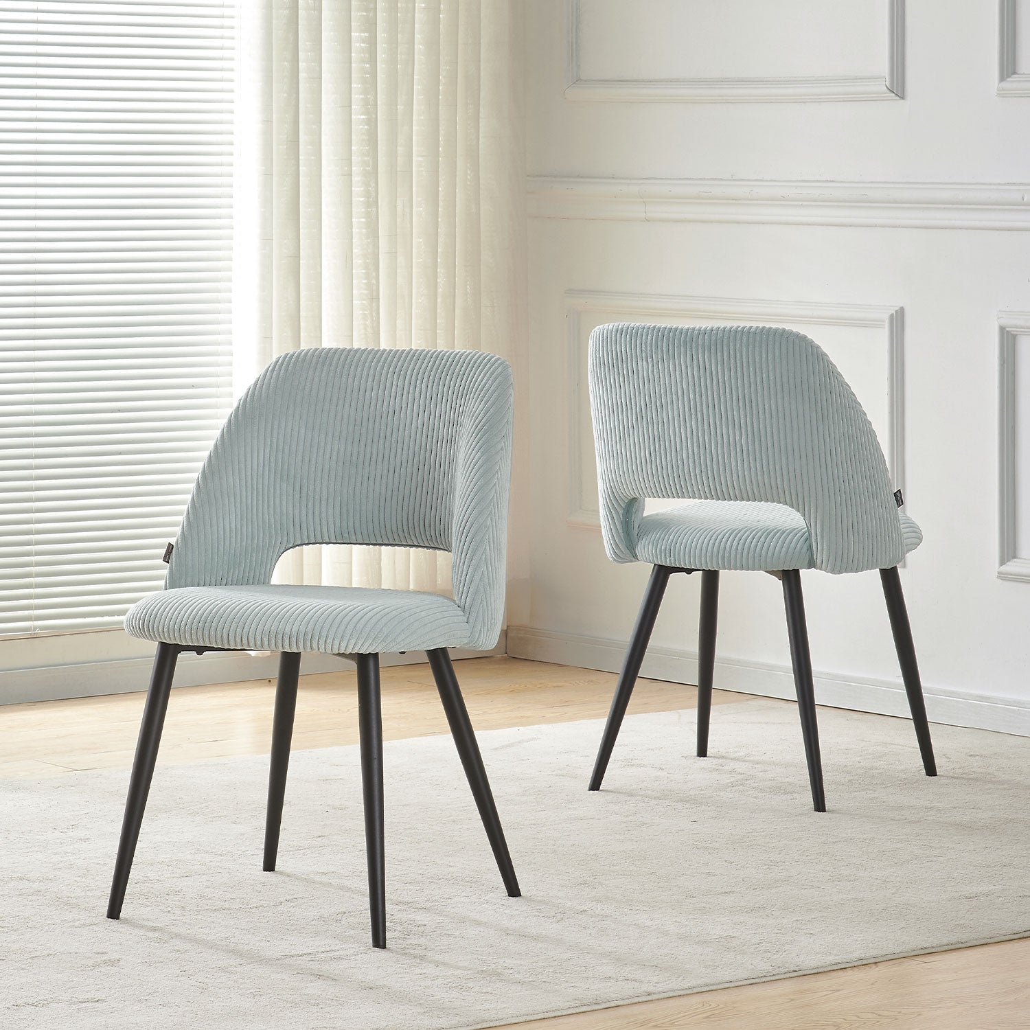 Esszimmerstühle 2er Set VICKY – Polsterstuhl aus Cordstoff mit Metallgestell | B&D home