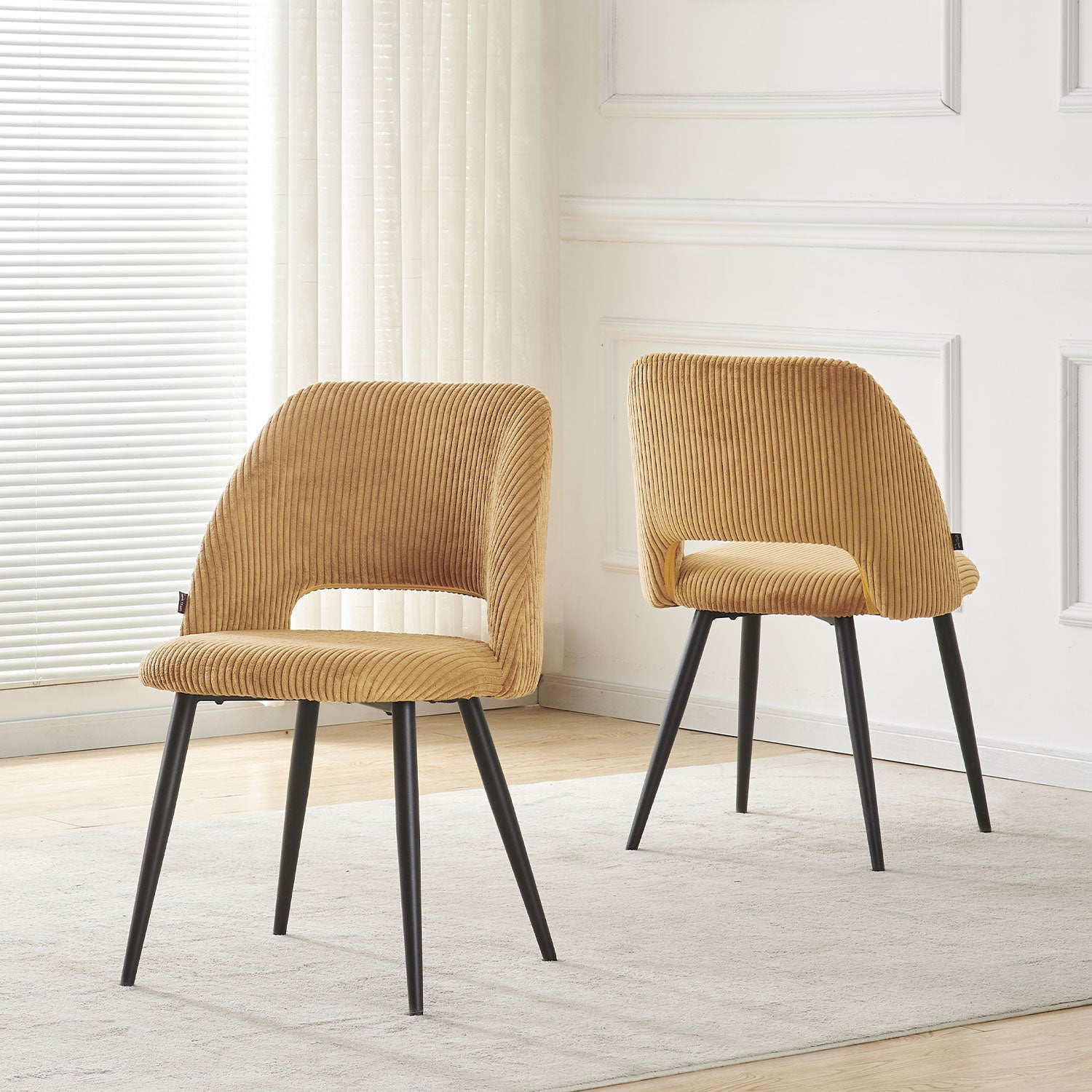 Esszimmerstühle 2er Set VICKY – Polsterstuhl aus Cordstoff mit Metallgestell | B&D home
