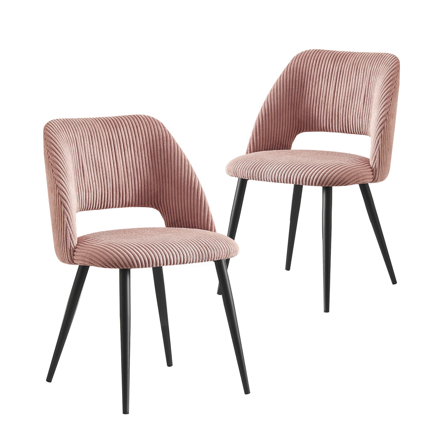 Esszimmerstühle 2er Set VICKY – Polsterstuhl aus Cordstoff mit Metallgestell | B&D home