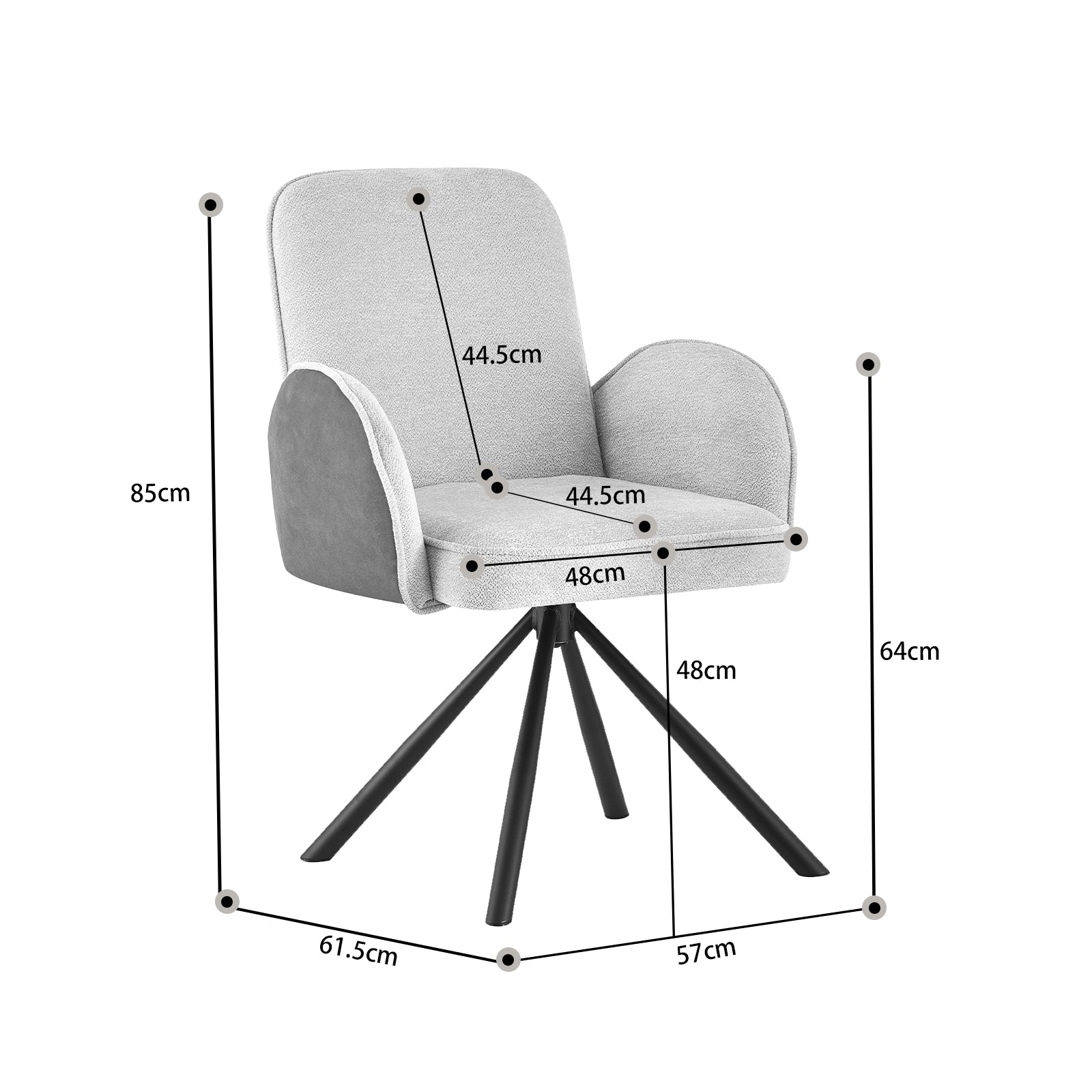 Maßbild für B-Ware Esszimmerstuhl MICHAEL, Creme | komfortabel & stilvoll | B&D home