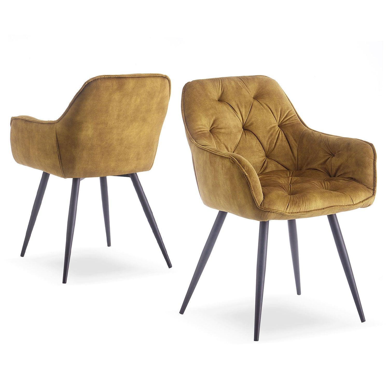 B-Ware Esszimmerstuhl DIETER, 2er Set, Gelb | komfortabel & stilvoll | B&D home