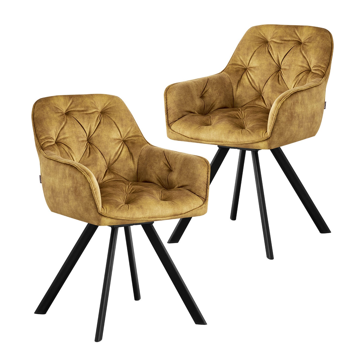 B-Ware Esszimmerstuhl DIETER, 2er Set, drehbar, Gelb | komfortabel & stilvoll | B&D home