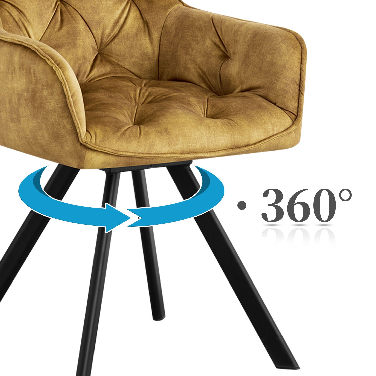 B-Ware Esszimmerstuhl DIETER, 2er Set, drehbar, Gelb | komfortabel & stilvoll | B&D home