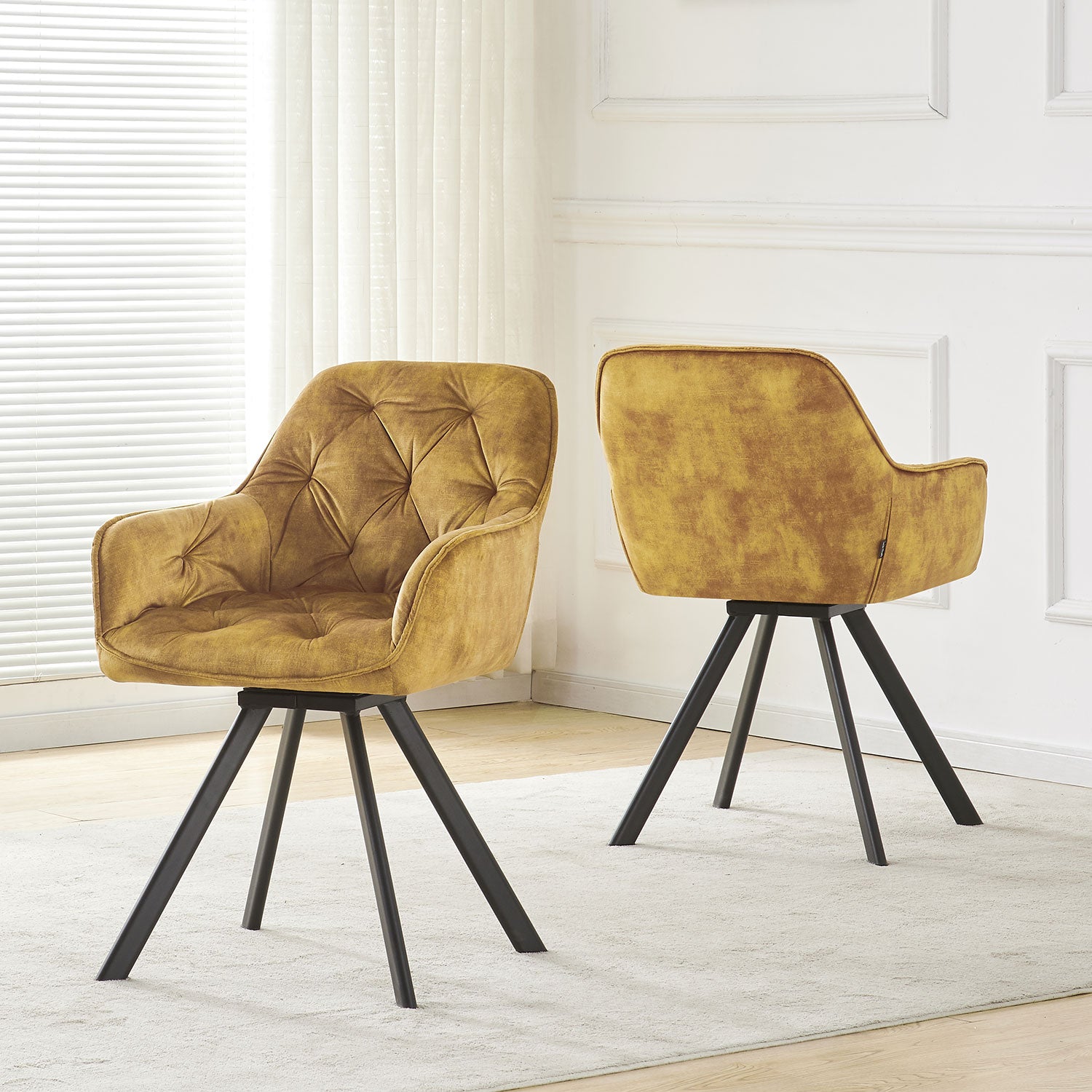 B-Ware Esszimmerstuhl DIETER, 2er Set, drehbar, Gelb | komfortabel & stilvoll | B&D home