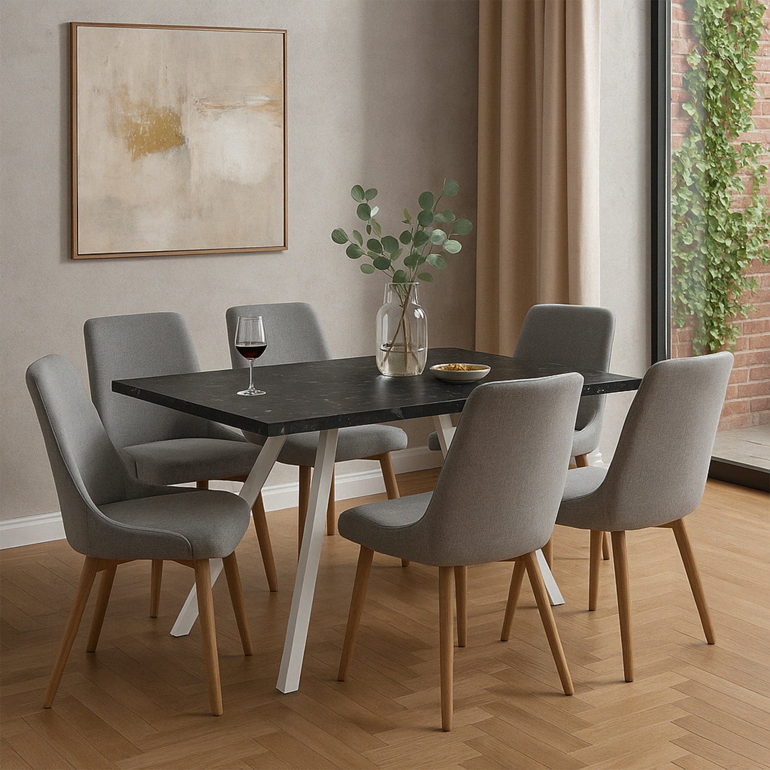 B-Ware Esstisch SVEN, Marmor-Schwarz | praktisch & modern | B&D home