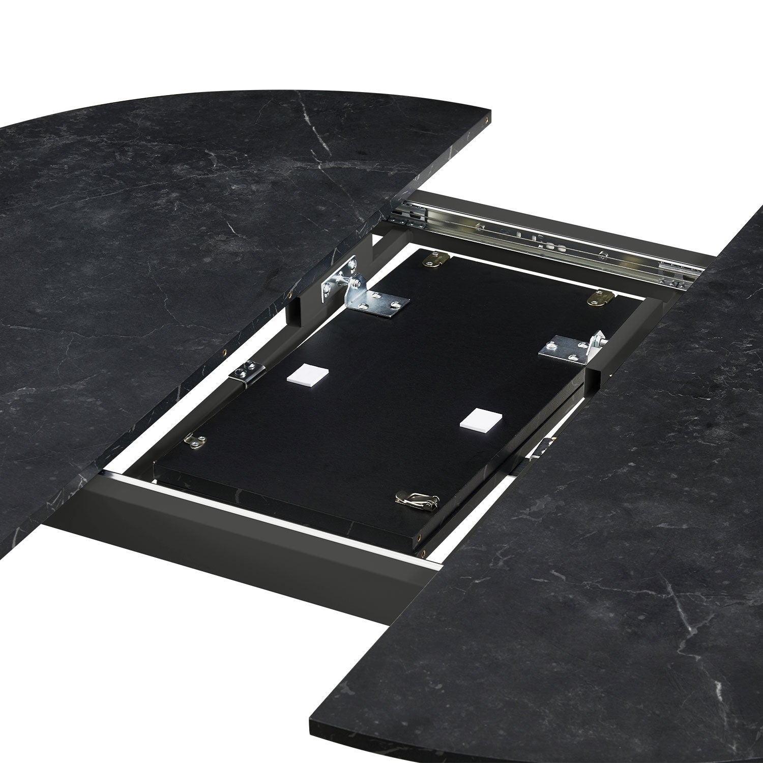 B-Ware Ausziehtisch LIV, Rund, Marmor Schwarz | praktisch & modern | B&D home