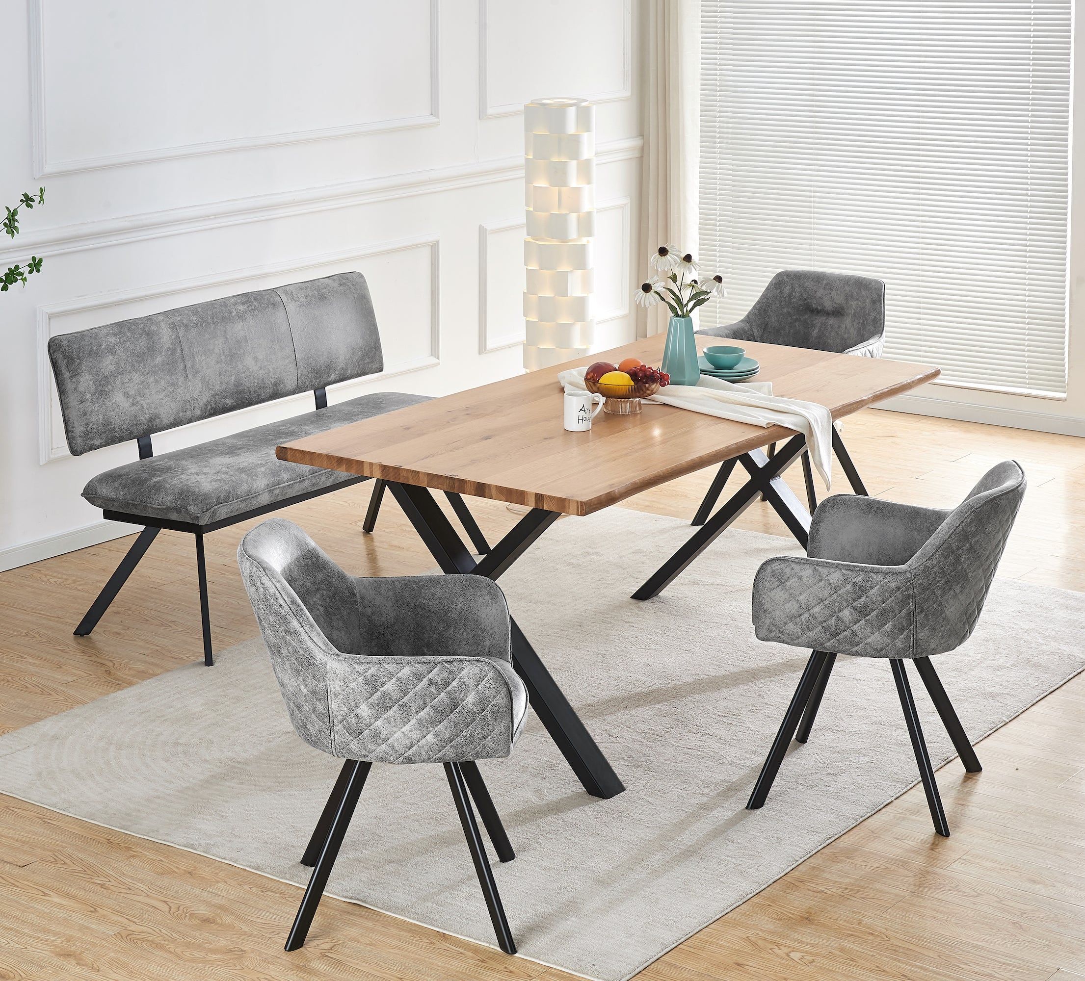 Sitzbank JUNA – Polsterbank mit Rückenlehne & Metallgestell | B&D home
