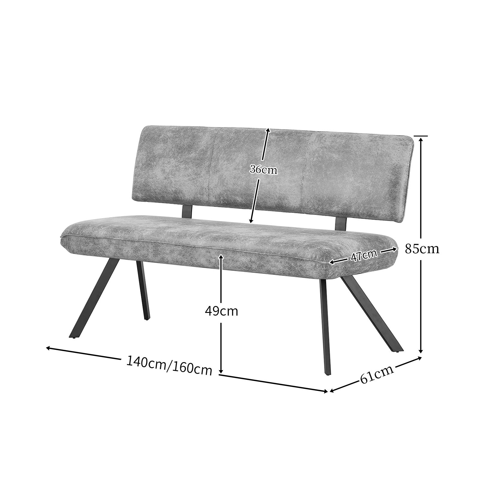 B-Ware Sitzbank JUNA, Grau, 140cm | praktisch & modern | B&D home