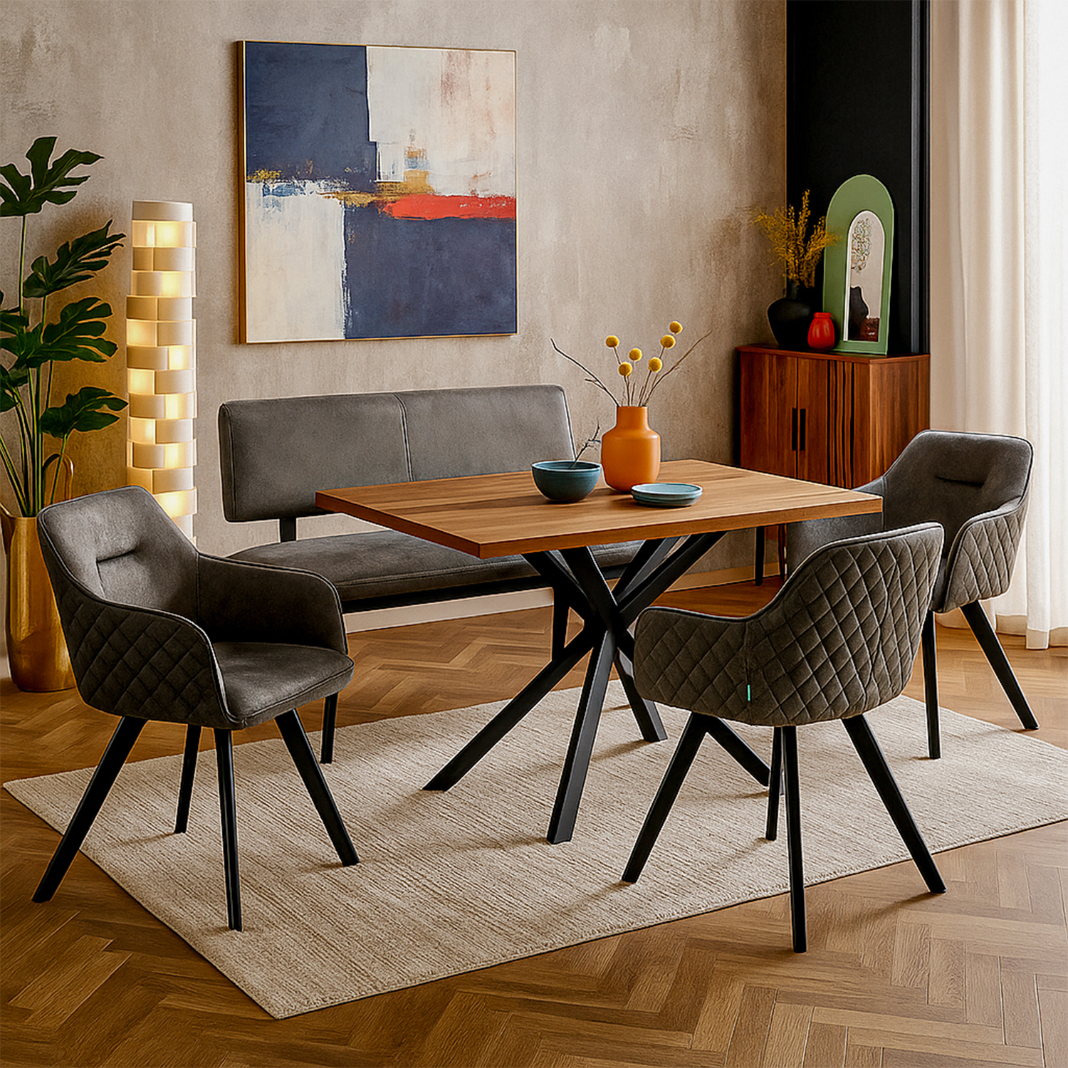 Sitzbank JUNA – Polsterbank mit Rückenlehne & Metallgestell | B&D home